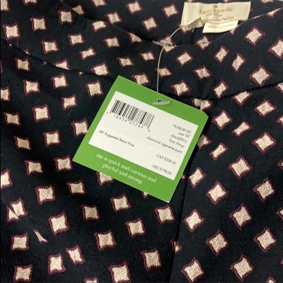 KATE SPADE DIAMOND CIGARETTE PANTS NWT - Picture 3 of 9
